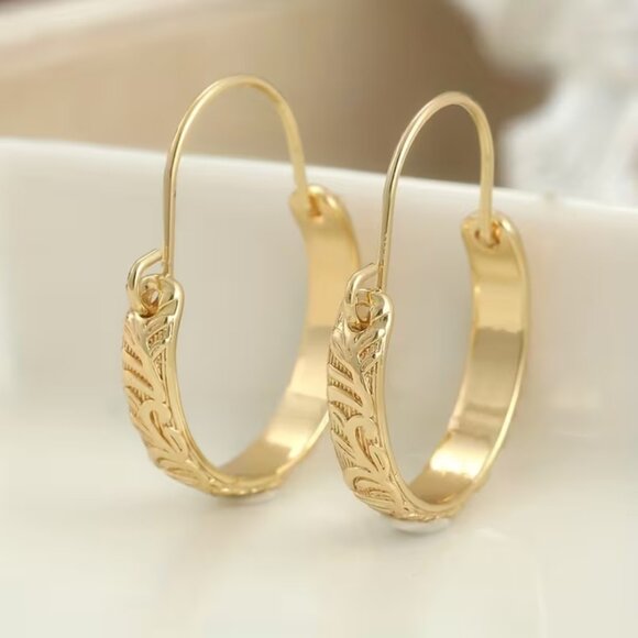 14K Gold Womens Small Hanging Drop Hoop Earrings Ladies New 14 K Silver Jewelry - Picture 1 of 5